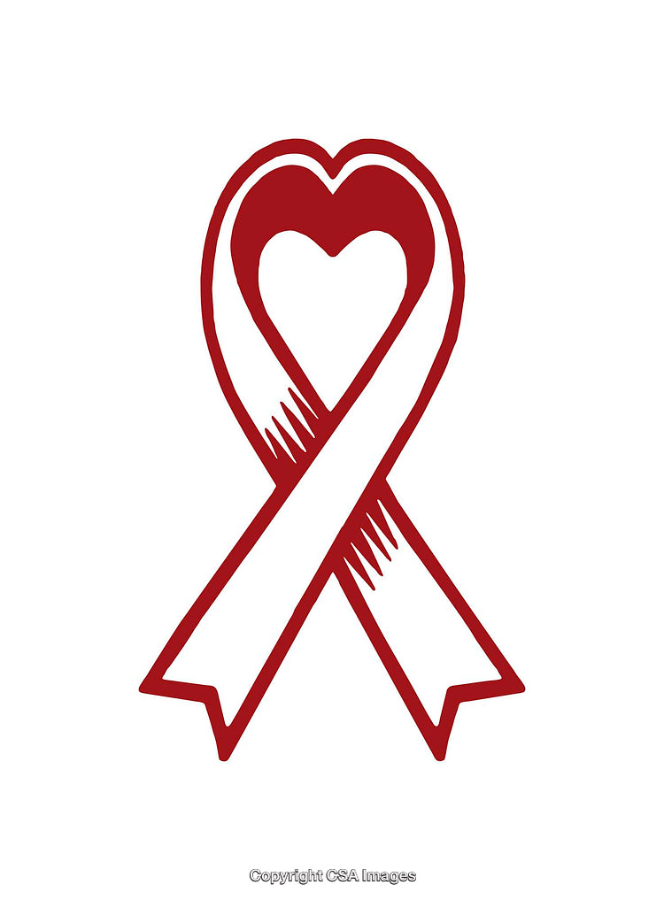 Heart-Shaped Ribbon Icon Representing Love and Support in Red Design