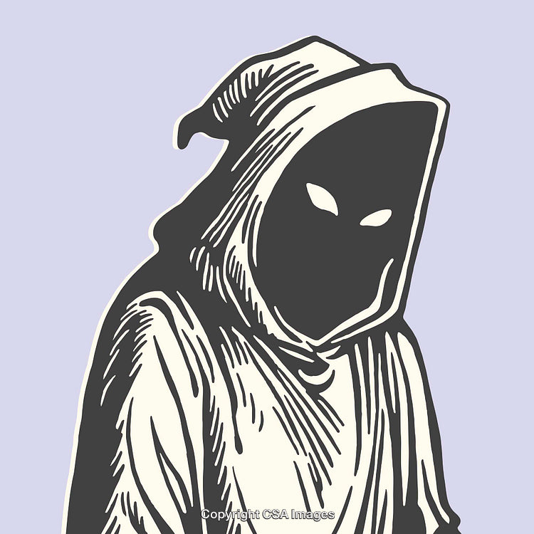 Hooded Dark Figure Illustration with Mysterious and Eerie Vibes