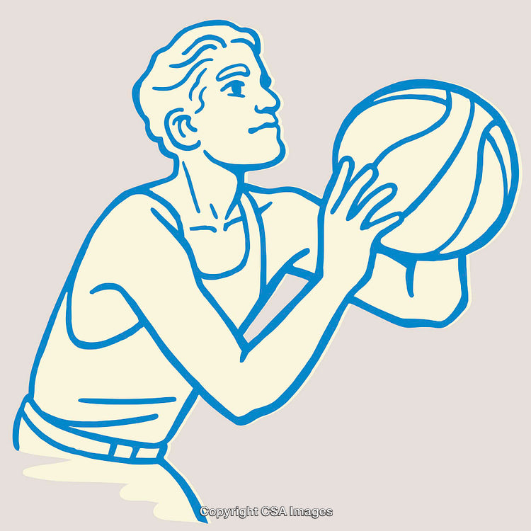 Color Line Art of a Player Preparing for a Basketball Throw