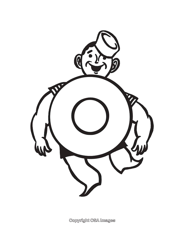 Playful Black and White Illustration of a Sailor Character