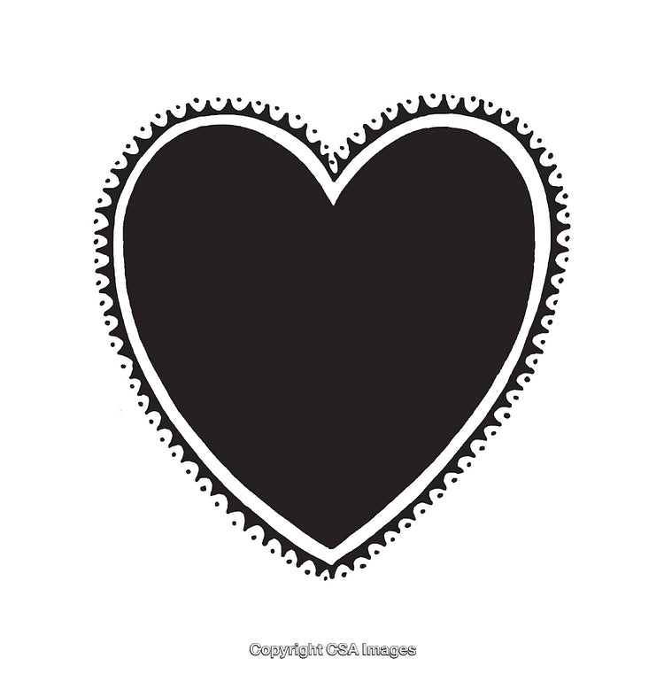 Black and White Heart Illustration with a Decorative Border