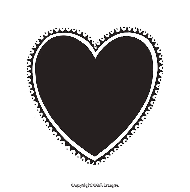 Black and White Heart Illustration with a Decorative Border