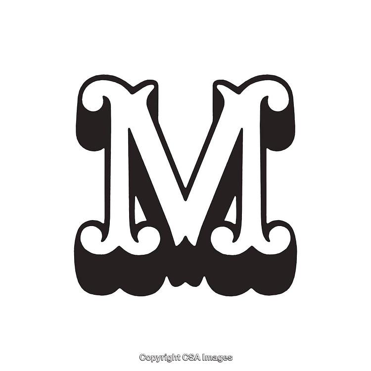 Intricately Designed Letter M in Classic Ornamental Style