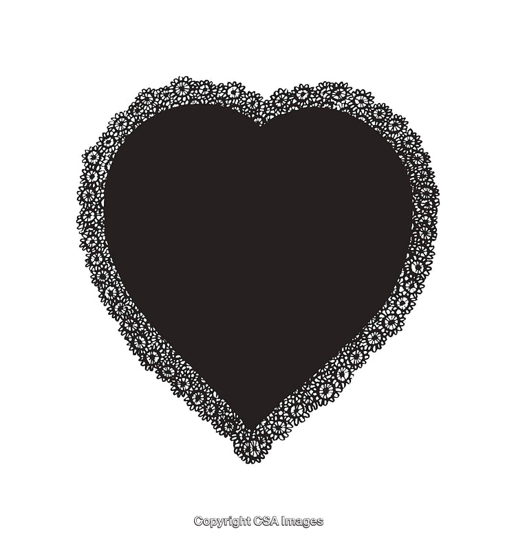 Heart-Shaped Lace Design Illustration with Floral Decorative Border