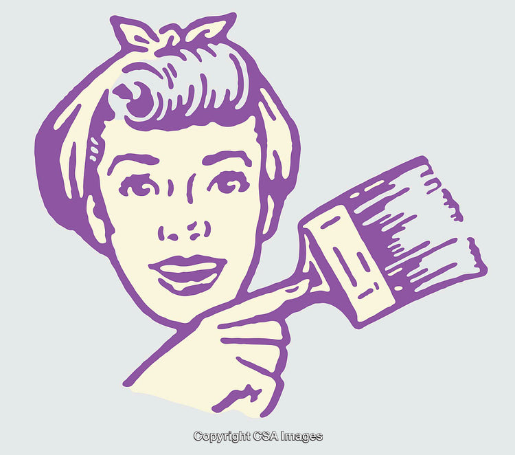 Retro Inspired Color Illustration of a Woman Holding a Paintbrush