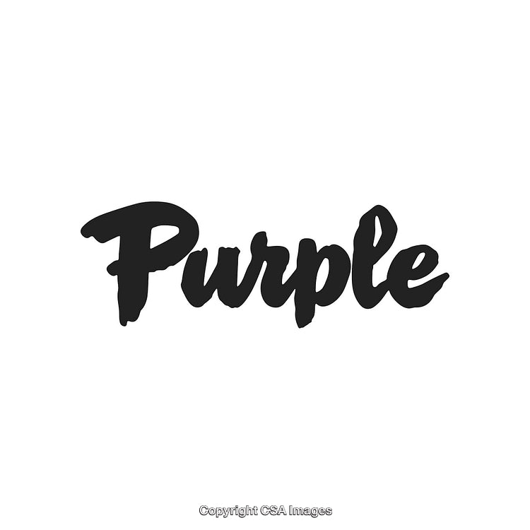 Purple Lettering Design on White Background in Handwritten Font Style
