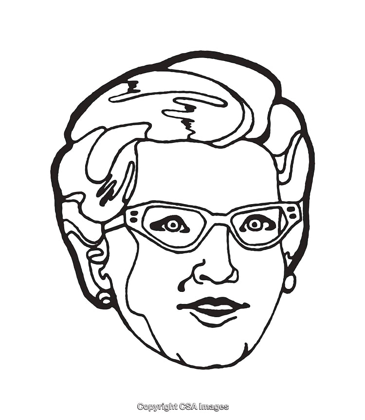 Black and White Line Art of a Face with Glasses