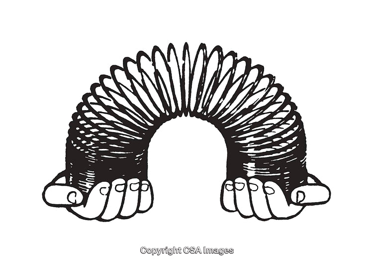 Black And White Illustration of Hands Holding a Spring Object Loop