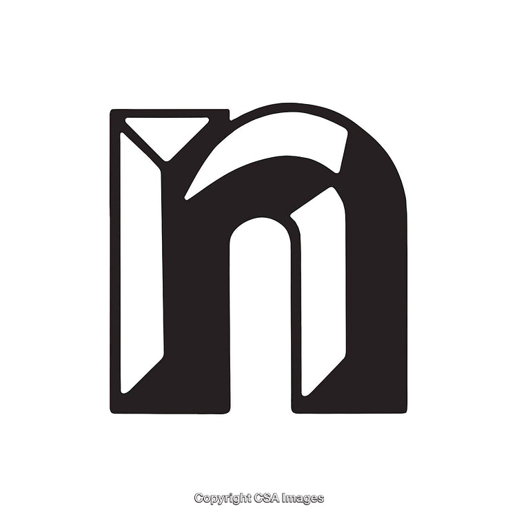 Bold Typography Illustration of the Letter N with Geometric Design