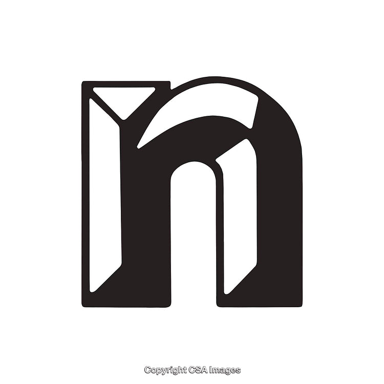 Bold Typography Illustration of the Letter N with Geometric Design