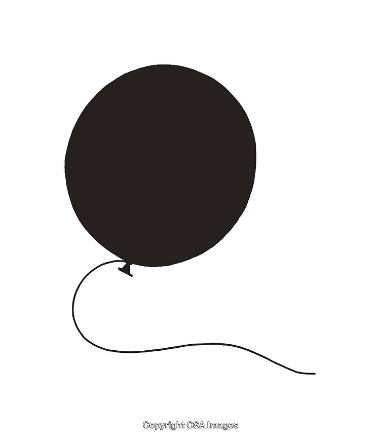 Minimalistic Black Balloon Icon with String on White Background