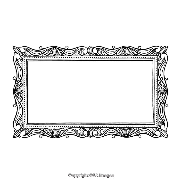 Intricate Black and White Ornamental Border Design Illustration