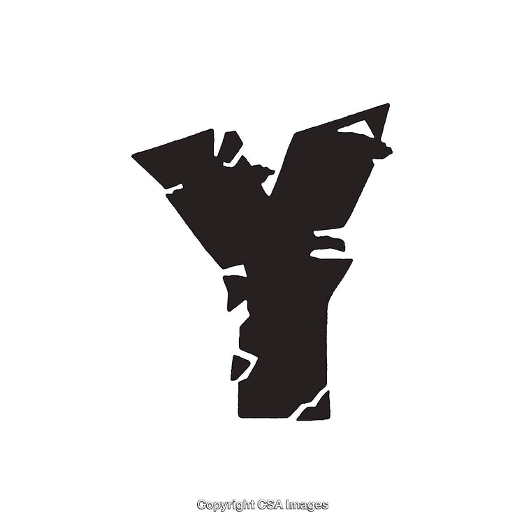 Distressed Black Letter Y on a Clean White Background