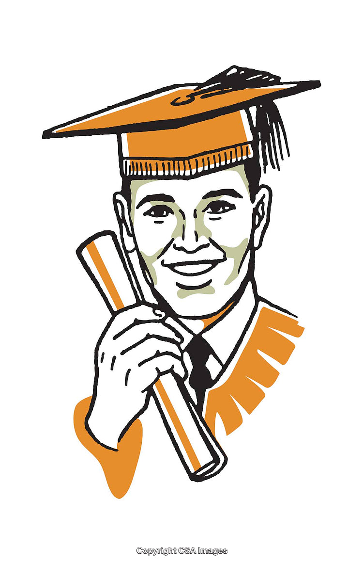 Colorful Illustration of Graduate Holding Diploma with a Bright Smile
