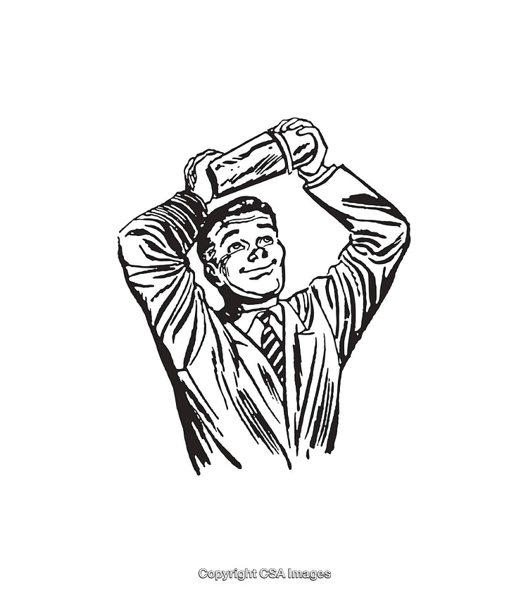 Retro Line Art of a Man Joyfully Shaking a Cocktail Shaker