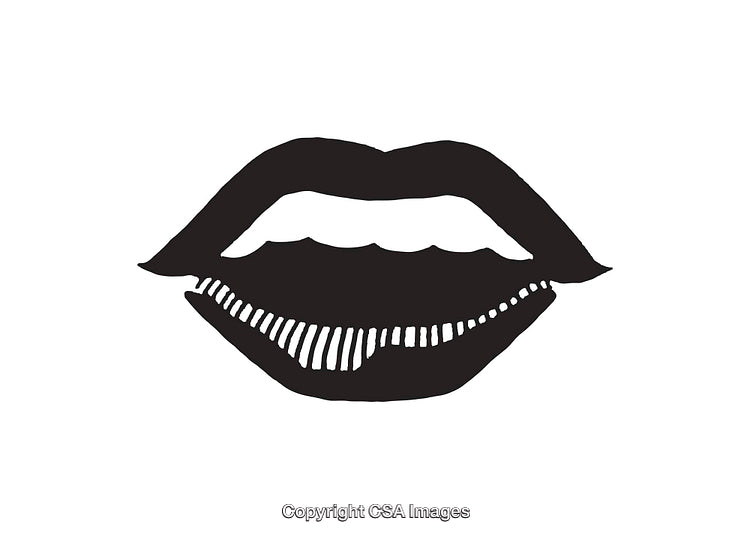 Minimalistic Black and White Lip Icon with Unique Style