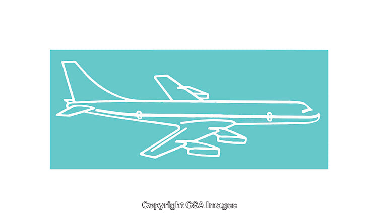 Hand-Drawn Airplane Icon on a Turquoise Background