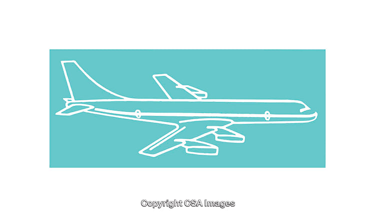 Hand-Drawn Airplane Icon on a Turquoise Background