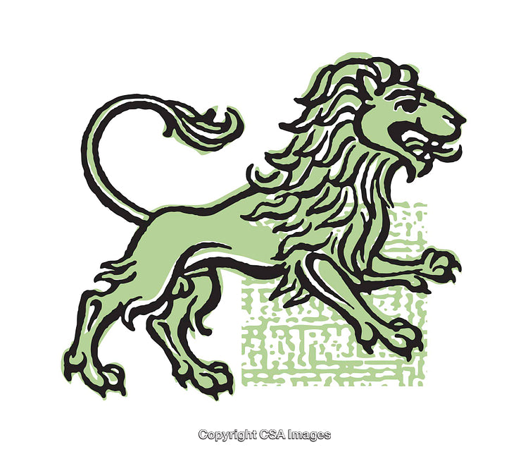 Elegant Green Lion Illustration with Bold Artistic Style and Graphic Lines