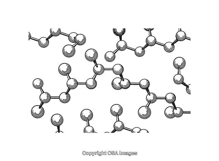 Black and White Line Art Illustration of Molecular Structures