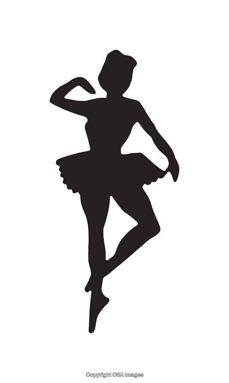 Silhouette of Ballerina in Elegant Pose on White Background