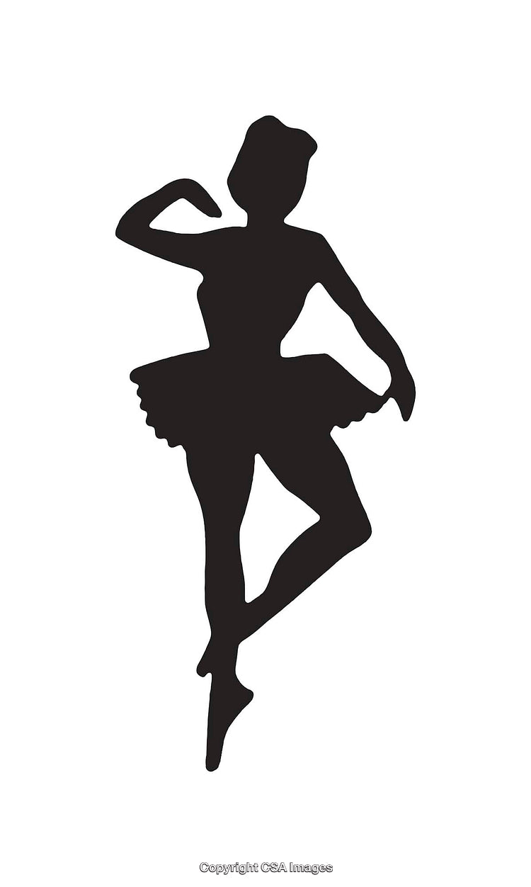 Silhouette of Ballerina in Elegant Pose on White Background