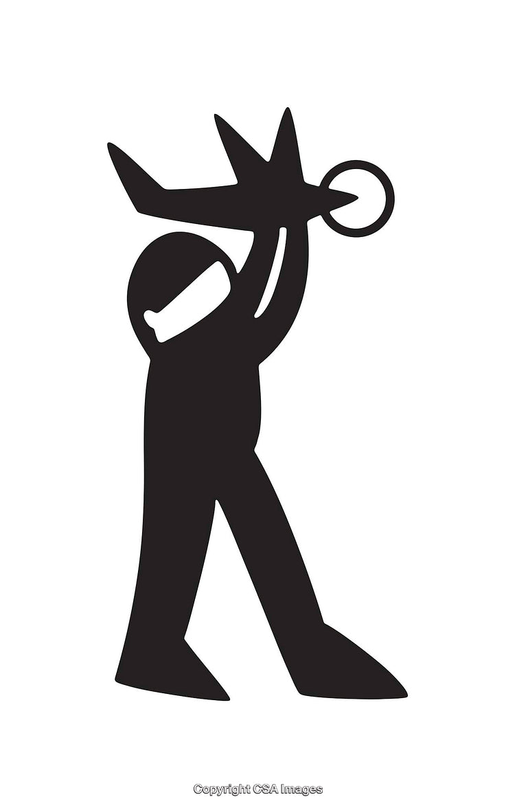 Silhouette Icon of Person Holding a Stick Airplane in Enthusiasm
