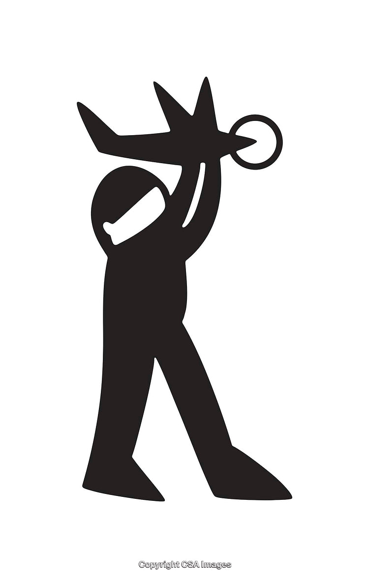 Silhouette Icon of Person Holding a Stick Airplane in Enthusiasm