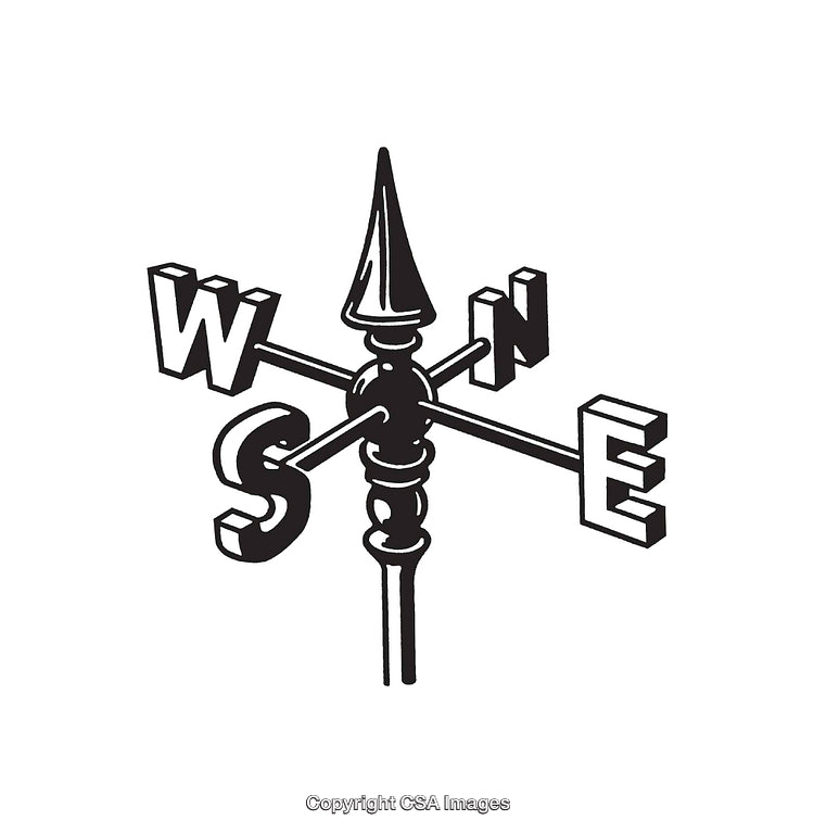 Black and White Line Art of a Weather Vane Illustration