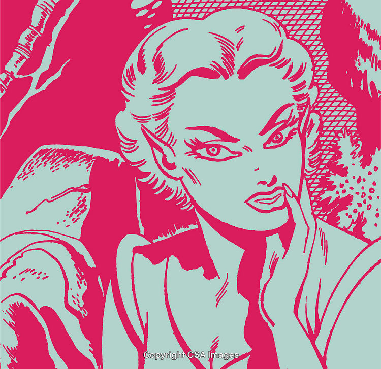 Vibrant Pop Art Portrait of Woman in Comic-Style Illustration