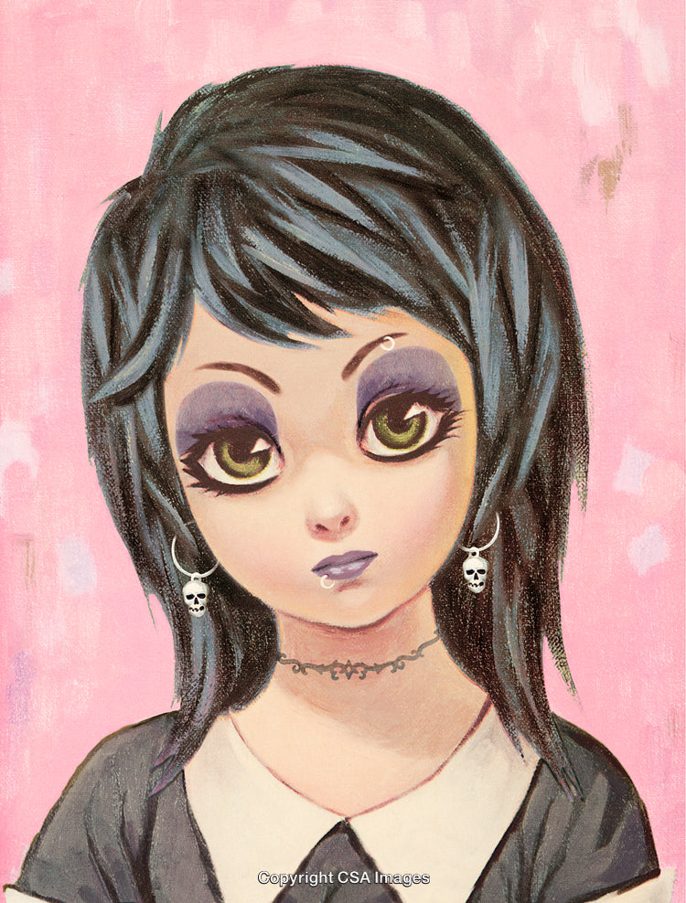 Stylized Portrait of Gothic-Inspired Girl With Piercings and Purple Shades