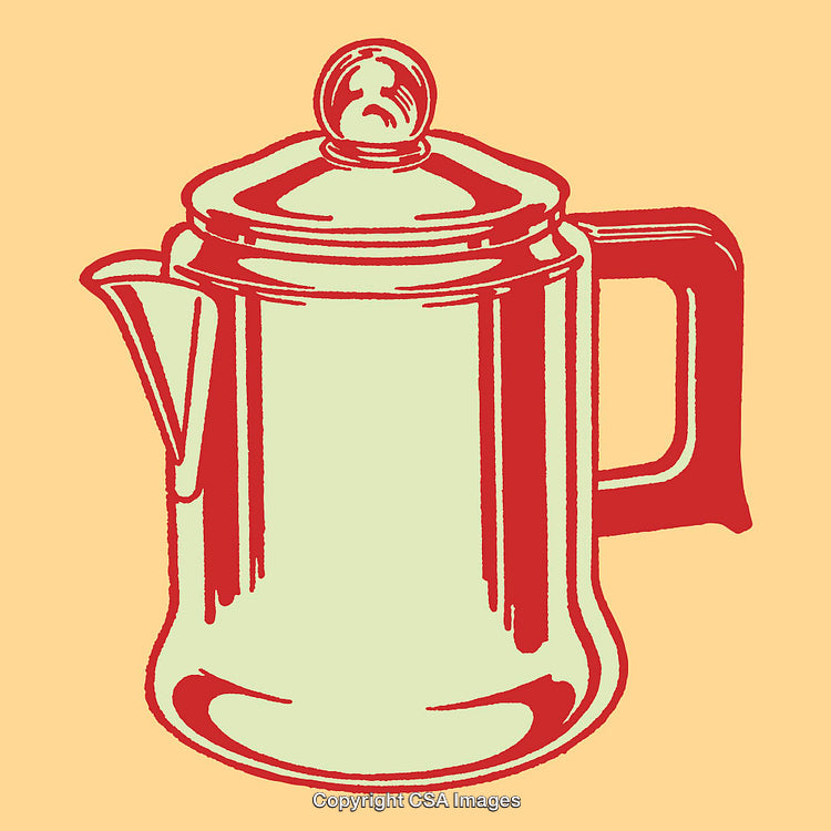 Vintage Coffee Pot Illustration in Modern Line Art Style