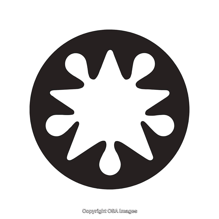 Abstract Symmetrical Black and White Circular Icon with Geometric Patterns