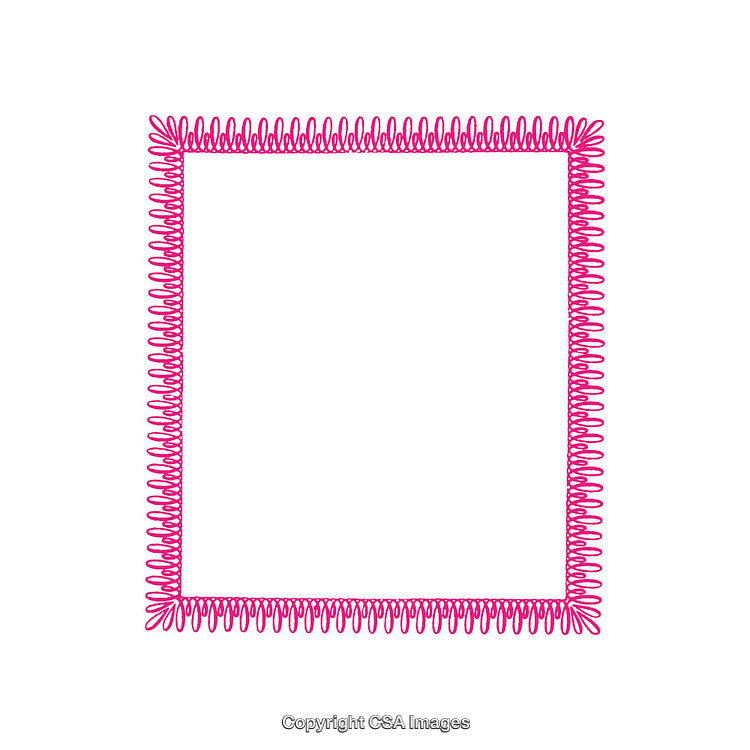 Pink Decorative Border Frame with Intricate Loop Design on White Background