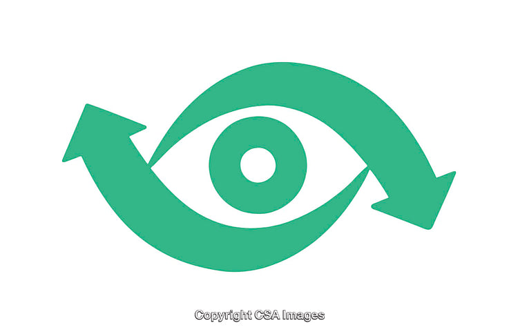 Green Icon Depicting an Eye Enclosed by Curved Arrows Symbolizing Recycling