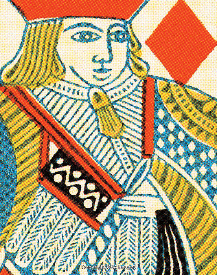 Vintage Hand-Drawn Playing Card King Of Diamonds Illustration Close-Up