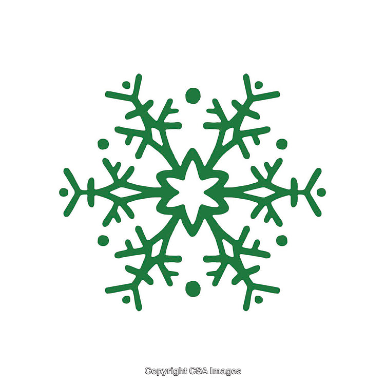 Green Snowflake Icon Design with Intricate Patterns on a White Background