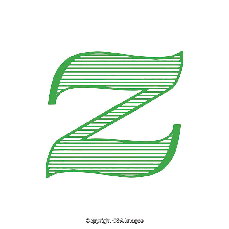 Green Stylized Letter Z with Horizontal Striped Pattern