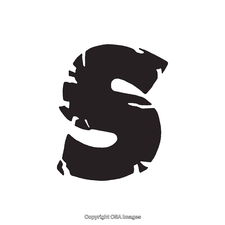 Bold Artistic Illustration of the Letter 'S' in Black Stencil Style