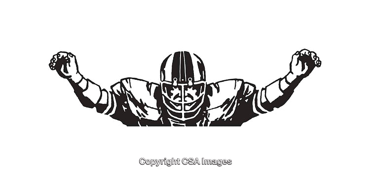 Black and White Line Illustration of a Celebrating Football Player