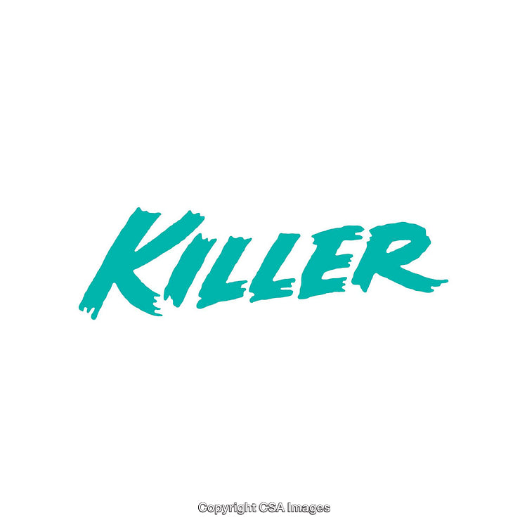 Dynamic Script Font Displaying the Word Killer in Turquoise Color