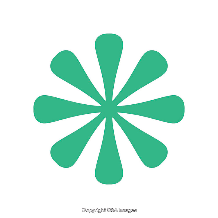 Green Abstract Flower Shape on White Background