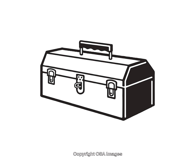Black And White Line Art Illustration of Tool Box Icon