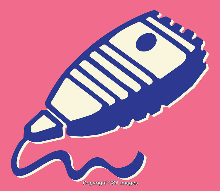 Retro Illustration of Tape Roller with Bold Colors and Clean Lines
