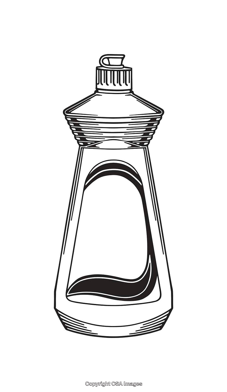 Black and White Line Art Illustration of a Cleaning Spray Bottle