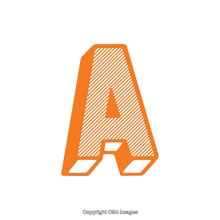 Stylized Orange Letter A with Diagonal Striped Pattern Vector Design