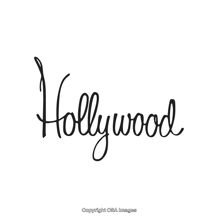 Stylized Black Handwritten Hollywood Word Art on White Background