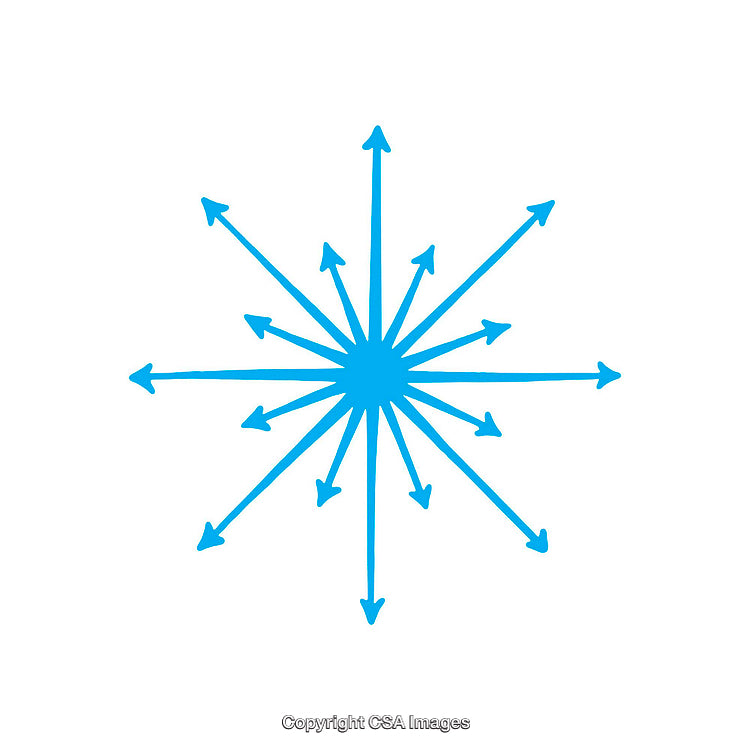 Blue Radiating Arrows Symbol on White Background