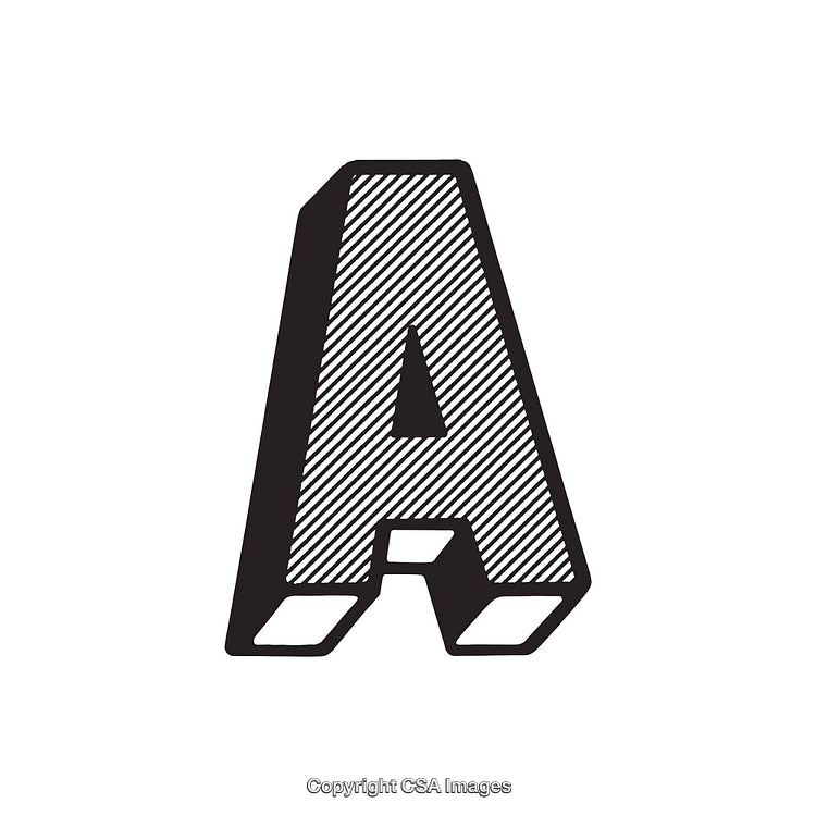 Stylized Isometric Letter A with Hatched Crosshatching Design