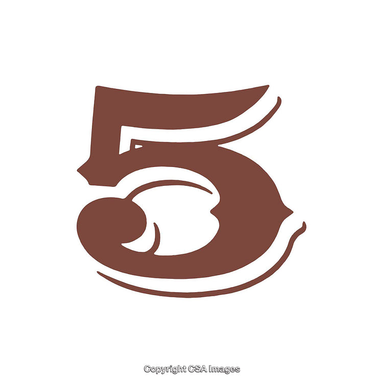 Artistic Representation of the Number Five in Retro Style Design